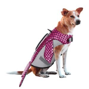 Red Fish Dog Life Jacket Safety Vest Adjustable Straps Durable Rescue Hand Med